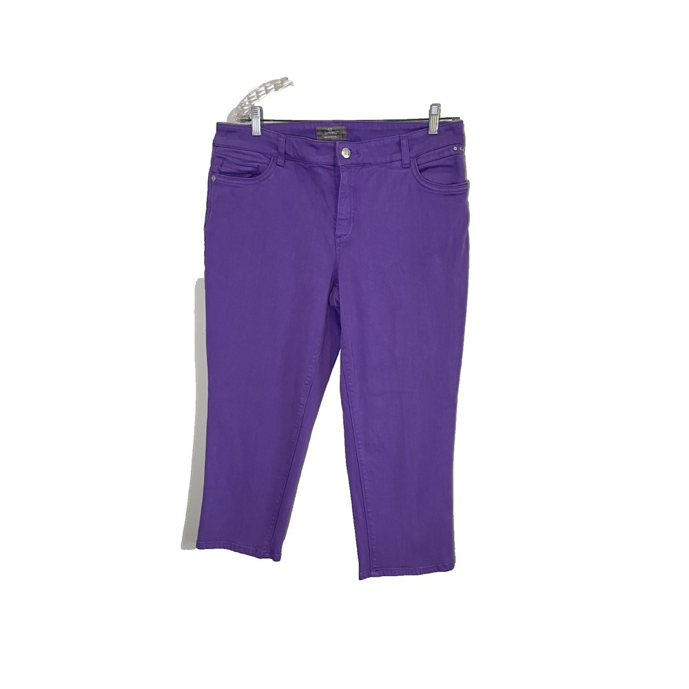 Chicos Slimming Straight Leg Purple Denim Jeans L Preppy Classic Chic Colorful